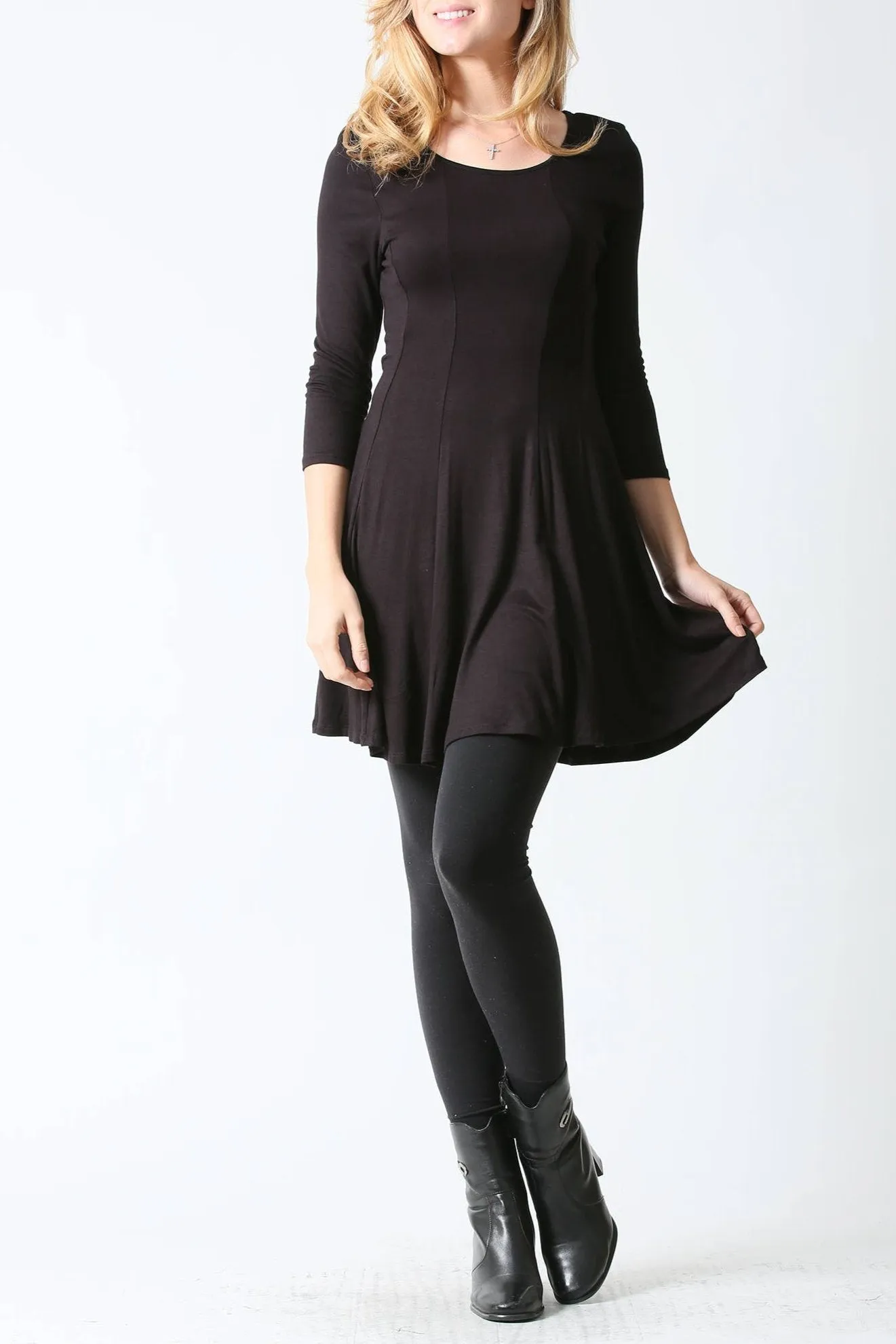 Scoop Neck Flare Dress