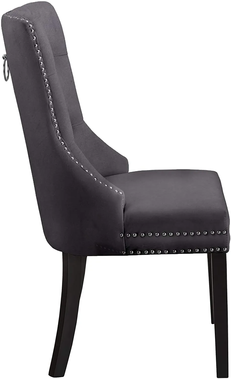 Set of 2 Luxurious Button tufted with Nailhead trim dark grey Dining chairs, Set of 2! Retails $445 
