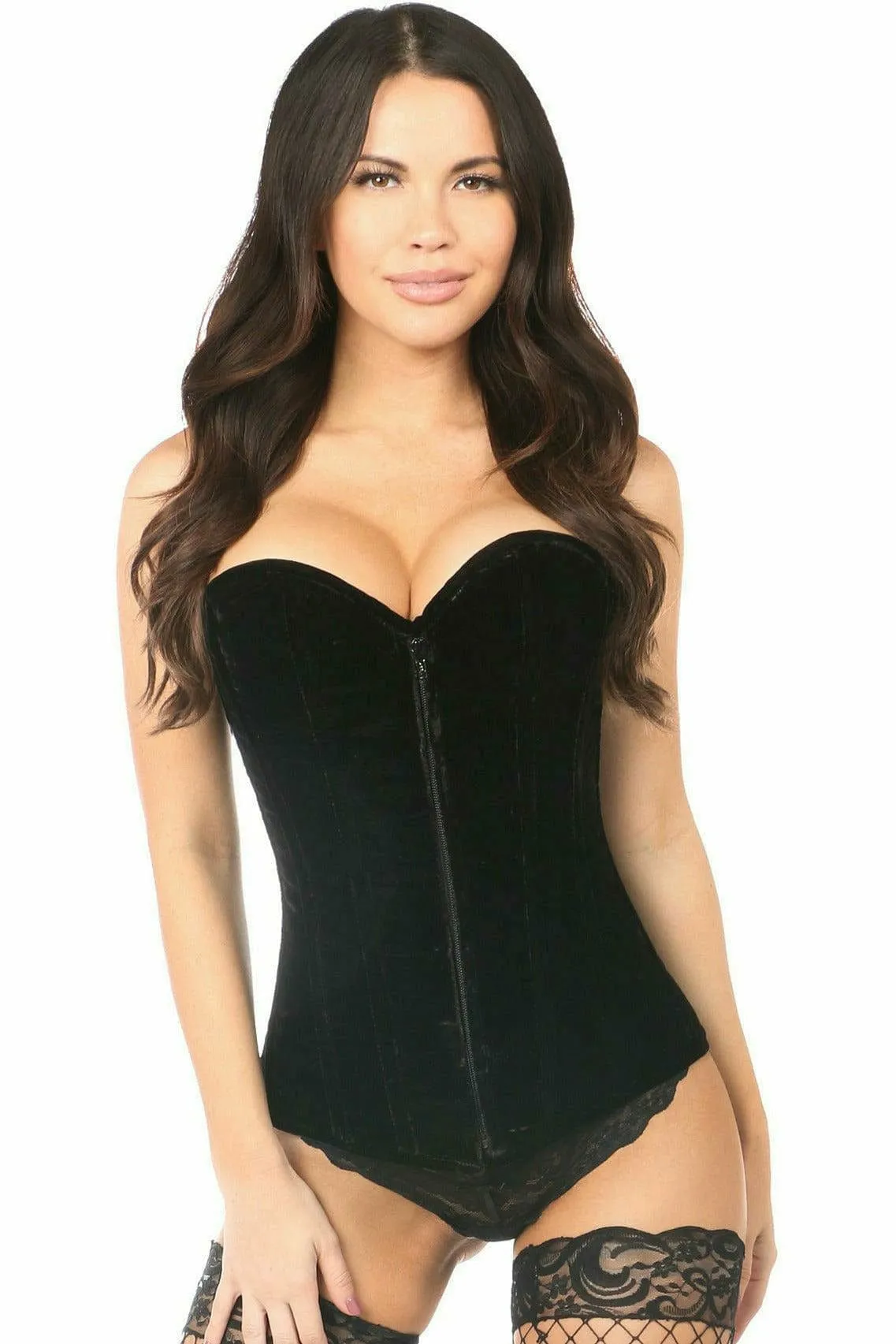 Sexy Black Velvet Overbust Corset