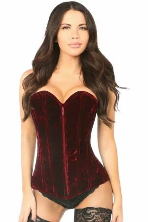 Sexy Red Crushed Velvet Overbust Corset