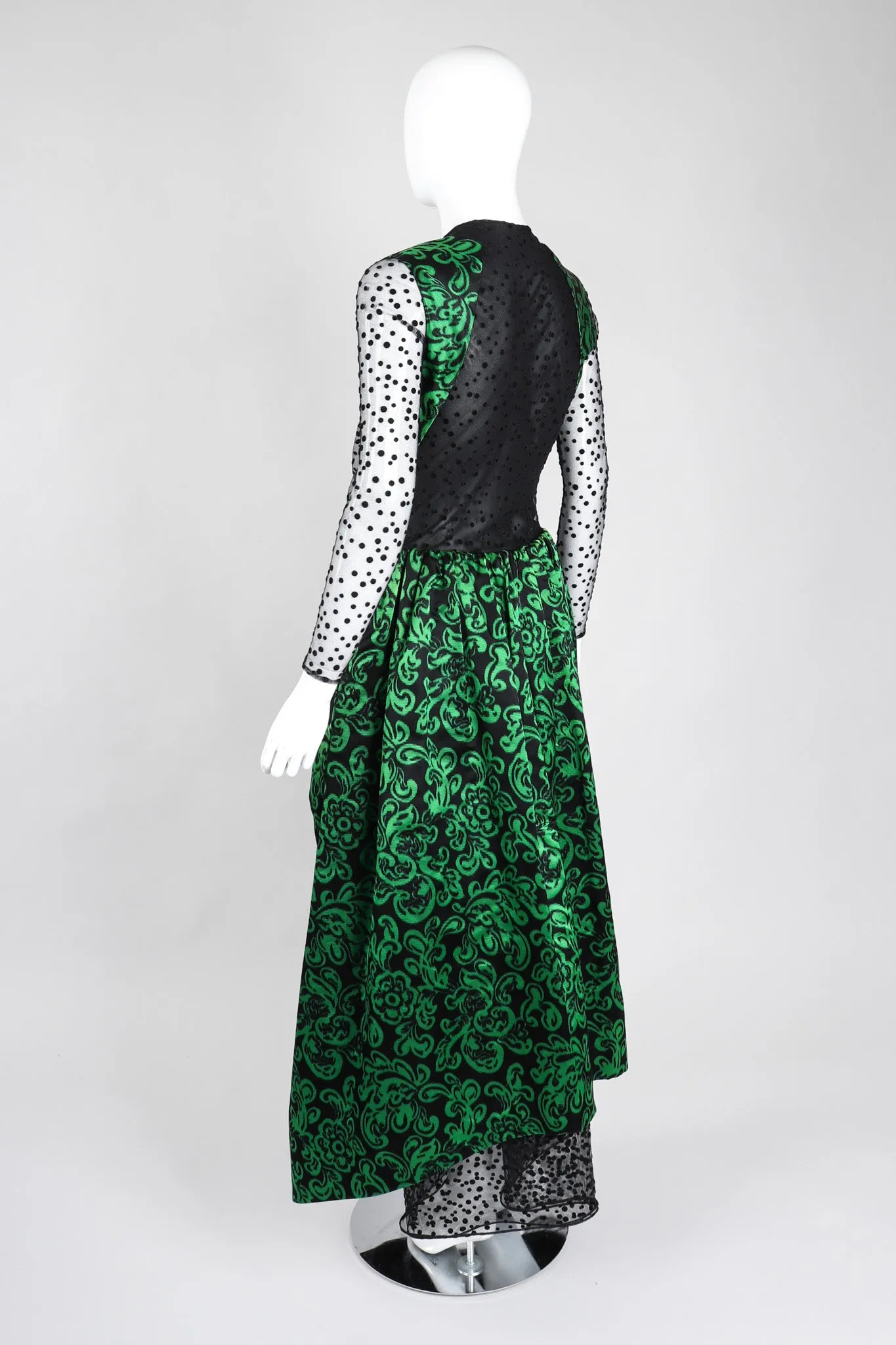 Sheer Panel Satin Gown