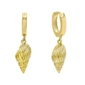Shell Etched Huggie Earring