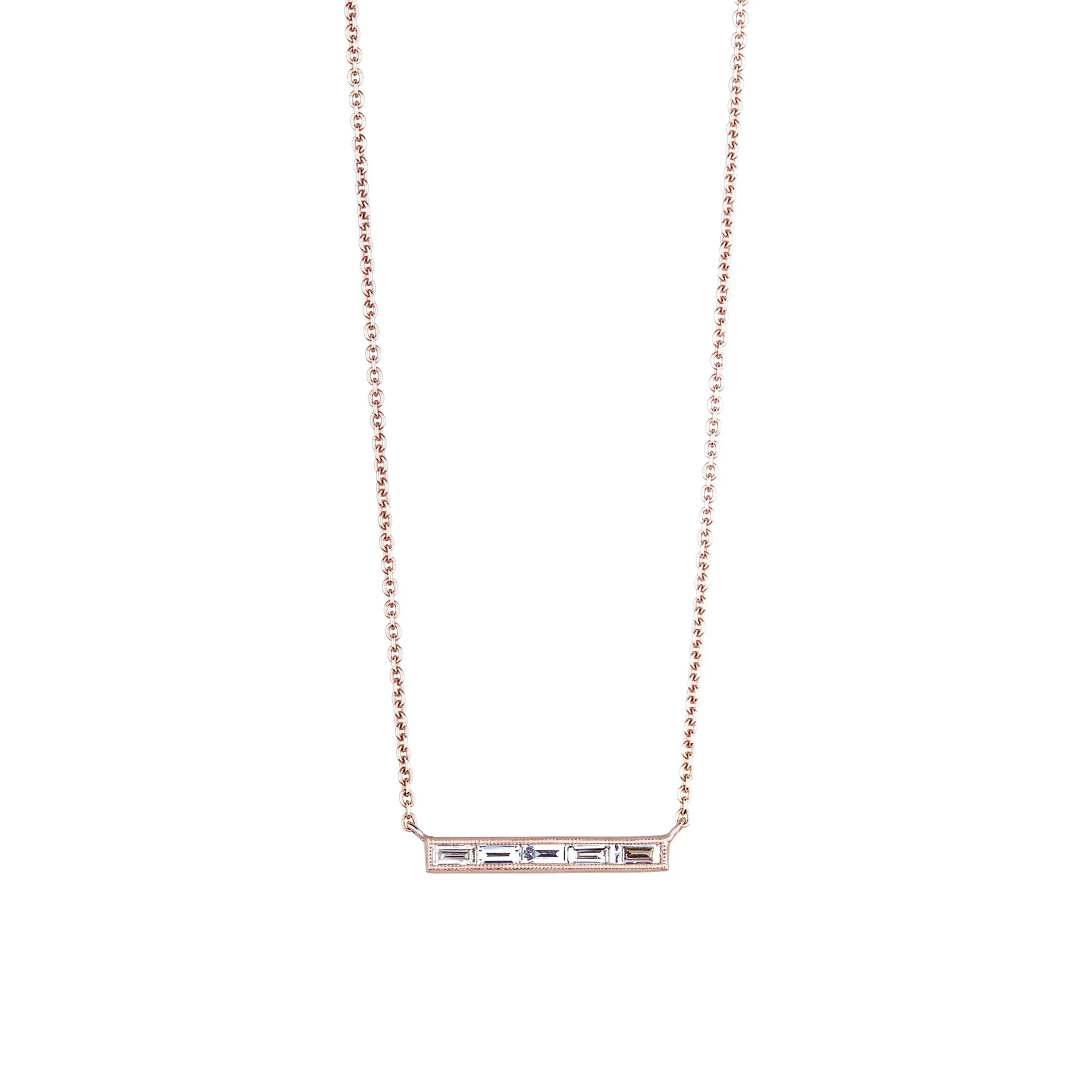 Silhouette 5 Stone White Diamond Necklace