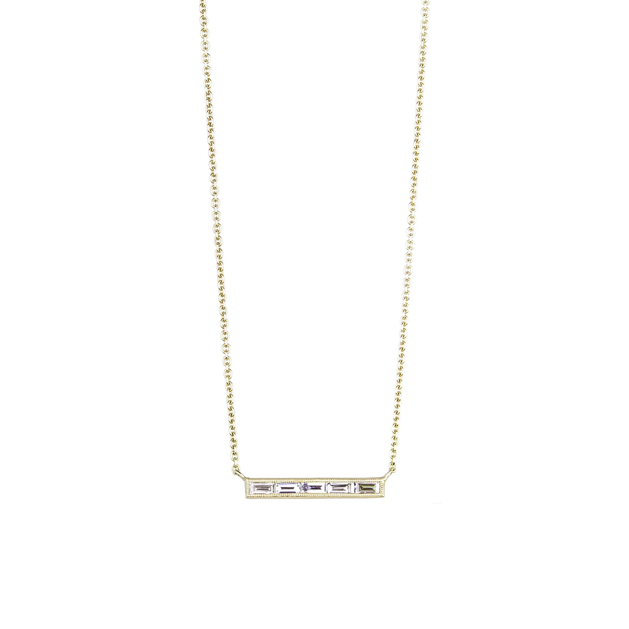 Silhouette 5 Stone White Diamond Necklace