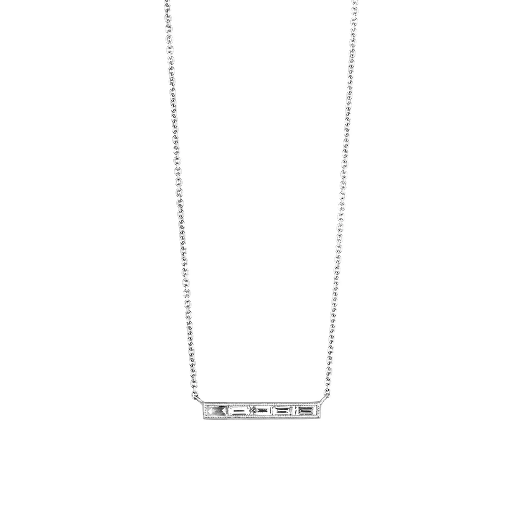 Silhouette 5 Stone White Diamond Necklace