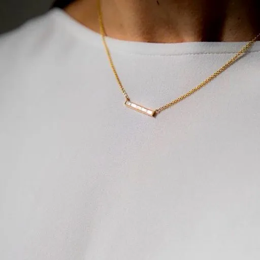 Silhouette 5 Stone White Diamond Necklace