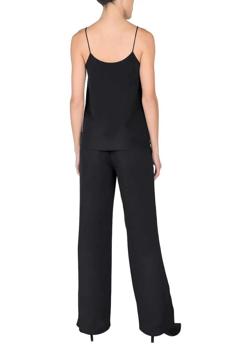 Silk Crepe De Chine Flare Pants