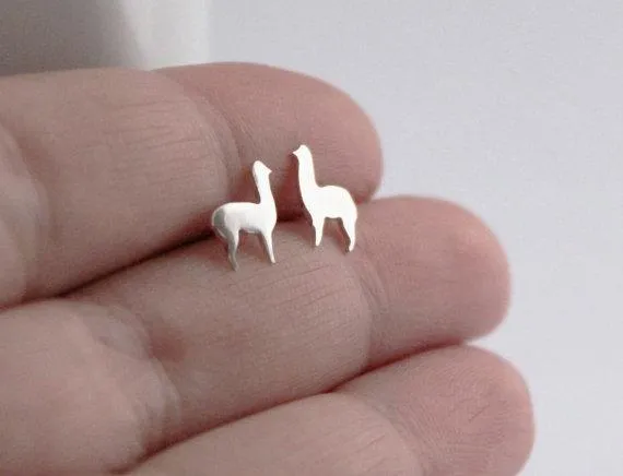 Silver Alpaca Stud Earrings
