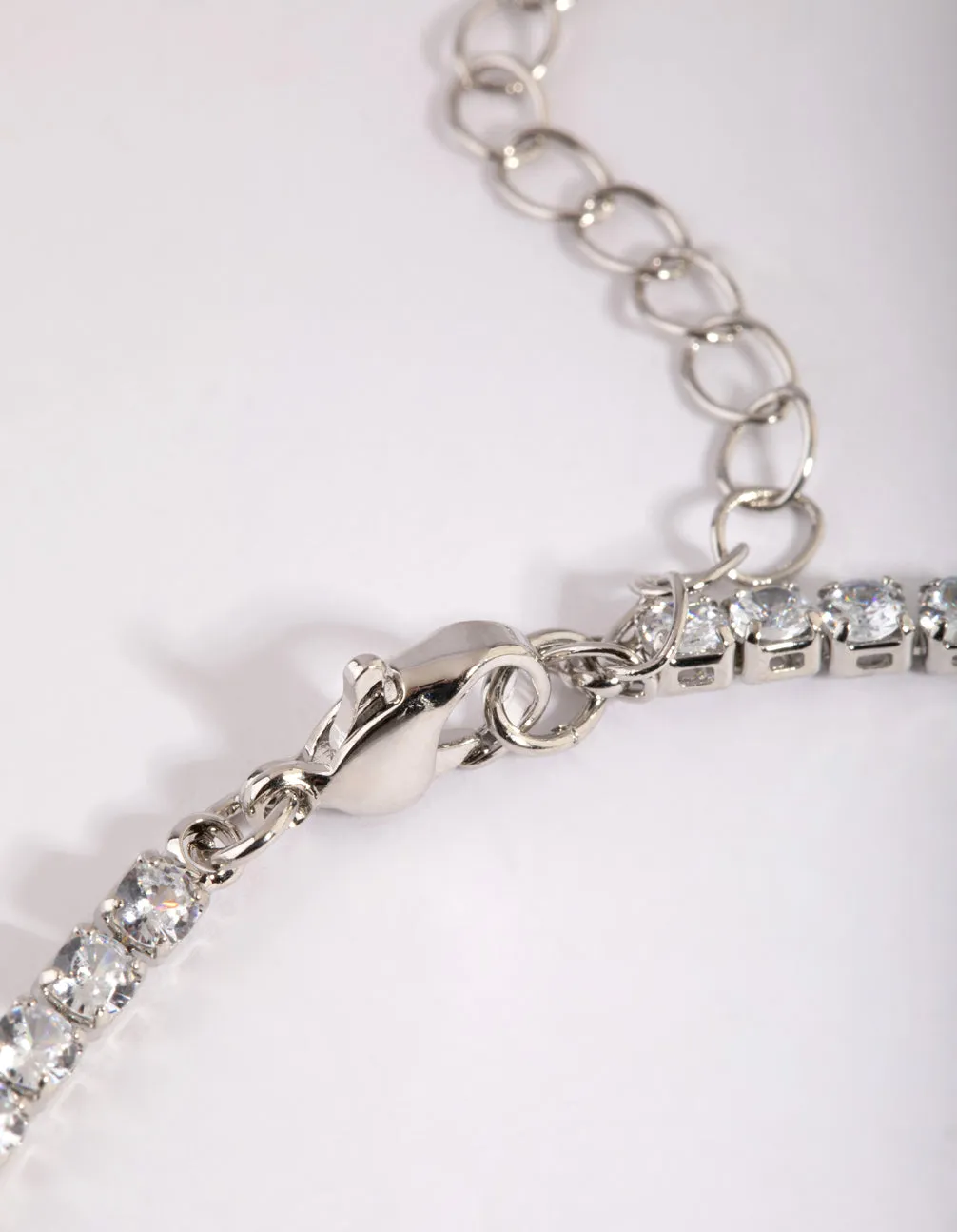Silver Cubic Zirconia Tennis Anklet