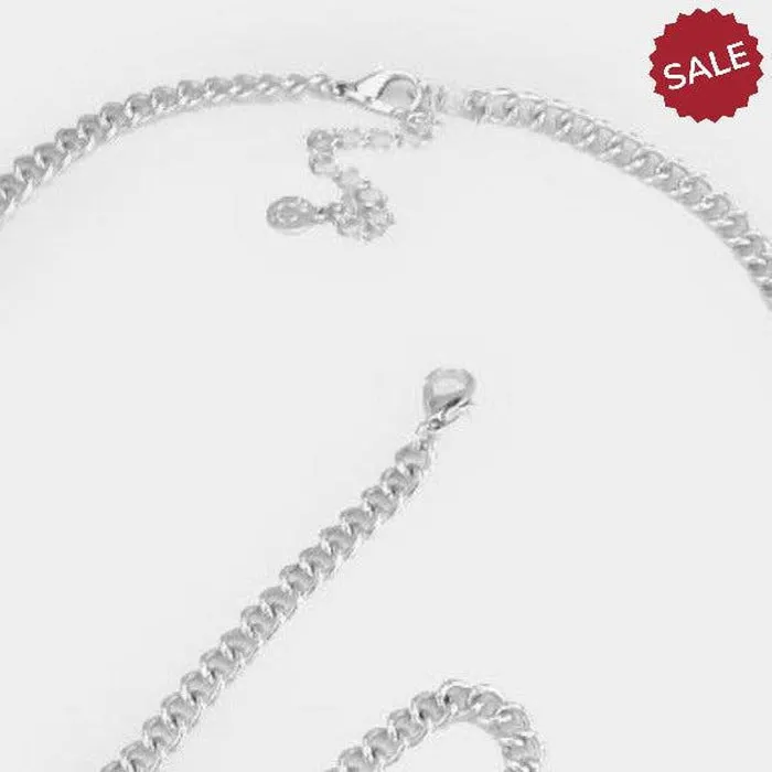 Silver Head Chain Round Teardrop Stones