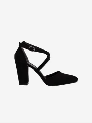 Sina Vegan Velvet Criss Cross Heels | Black