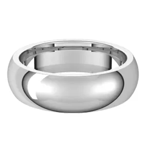 Sincerely, Springer's White Gold 6mm Comfort Fit Half Round Wedding Band