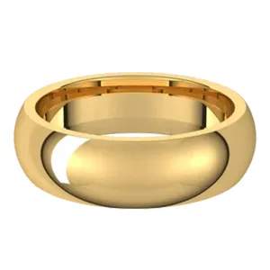 Sincerely, Springer's Yellow Gold 6mm Comfort Fit Half Round Wedding Band