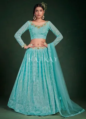 Sky Blue Sequence Embroidery Traditional Lehenga Choli