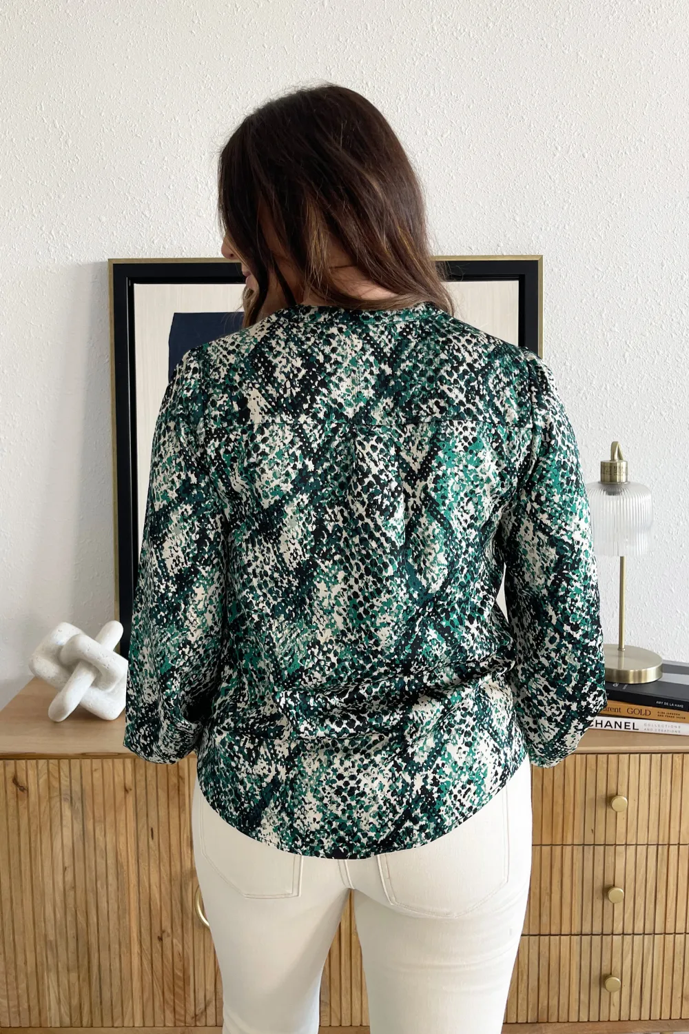 Snakeskin Smock Sleeve Blouse