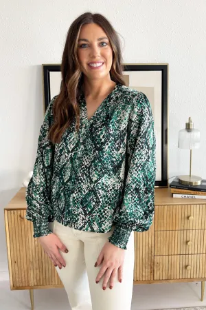 Snakeskin Smock Sleeve Blouse