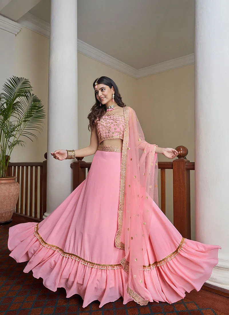 Soft Pink Multi Embroidered Designer Lehenga Choli