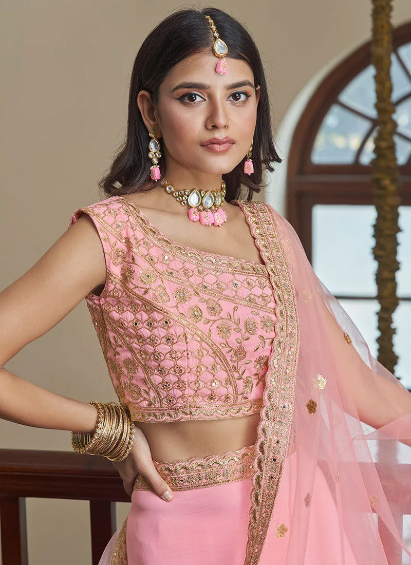 Soft Pink Multi Embroidered Designer Lehenga Choli