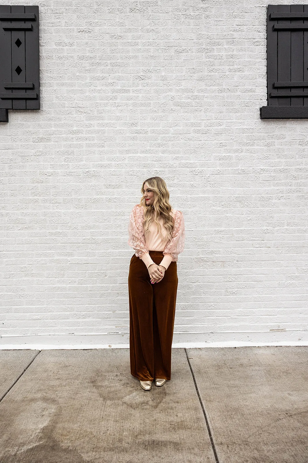 sonny wide leg pant in gold dust velvet
