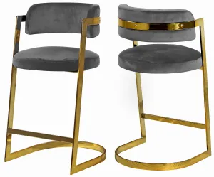 Stephanie Grey Velvet Stool