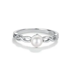 Sterling Silver Twist w/ Pearl Ring