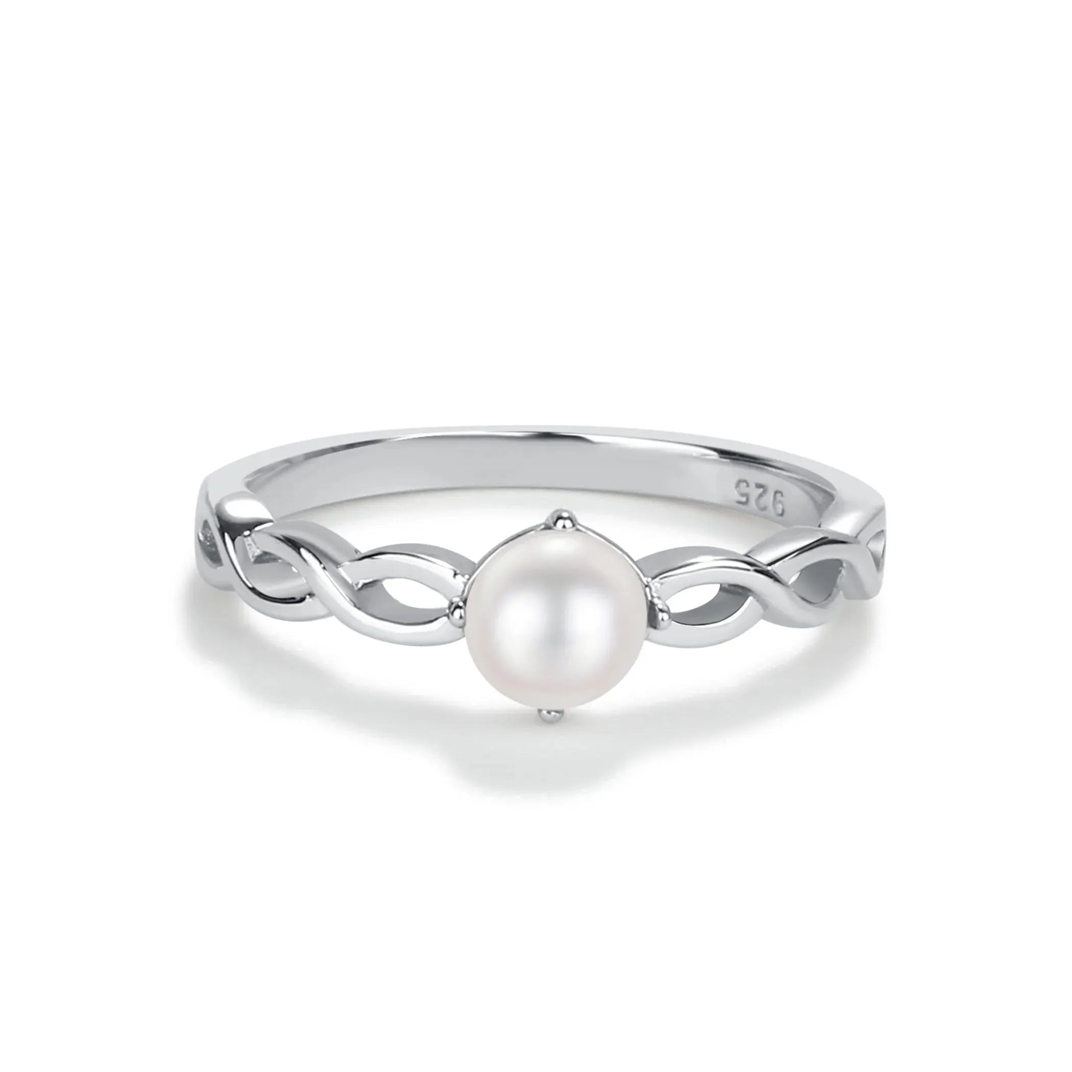 Sterling Silver Twist w/ Pearl Ring