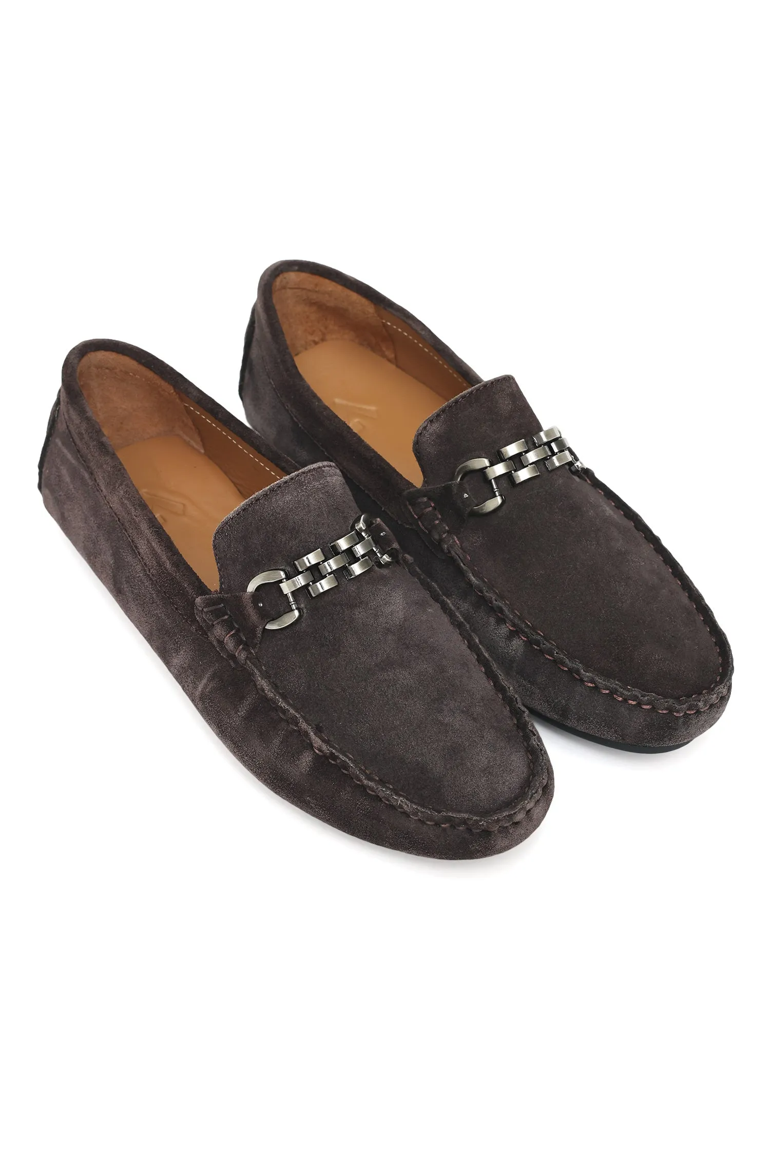 SUEDE CHAIN LOAFER-COFFEE