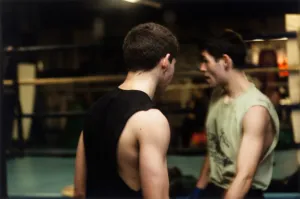 Sully's Gym, Toronto, Ontario, [two men in vests, not looking at camera]