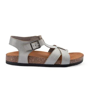 Summer Comfy Footbed Buckle Strap Croco Sandals - Grey