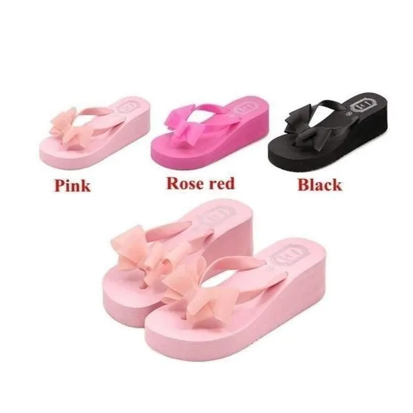 Summer Shoes Casual Beach Sandals Flip Flops Platform Bowknot Slipper Flats Wedge Sandals Non-Slip Comfortable Shoes