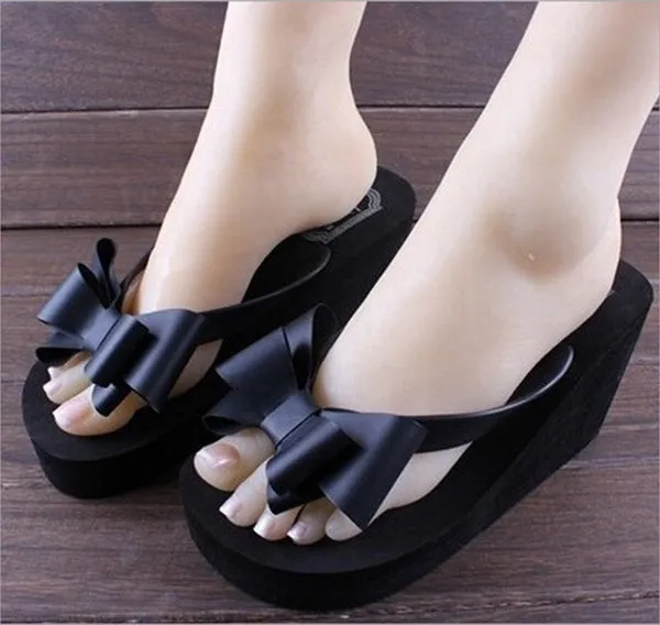 Summer Shoes Casual Beach Sandals Flip Flops Platform Bowknot Slipper Flats Wedge Sandals Non-Slip Comfortable Shoes