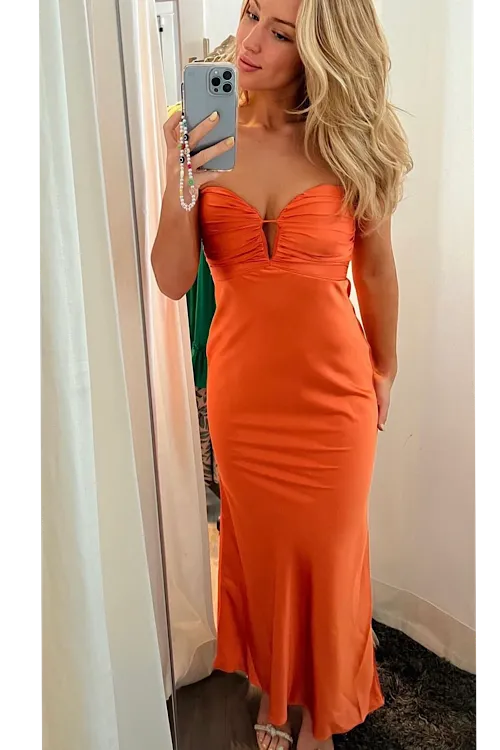 Tangerine Return to Elegance Satin Dress