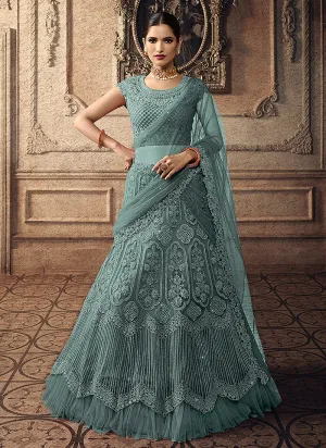 Teal Blue Bridal Indian Lehenga Choli Set