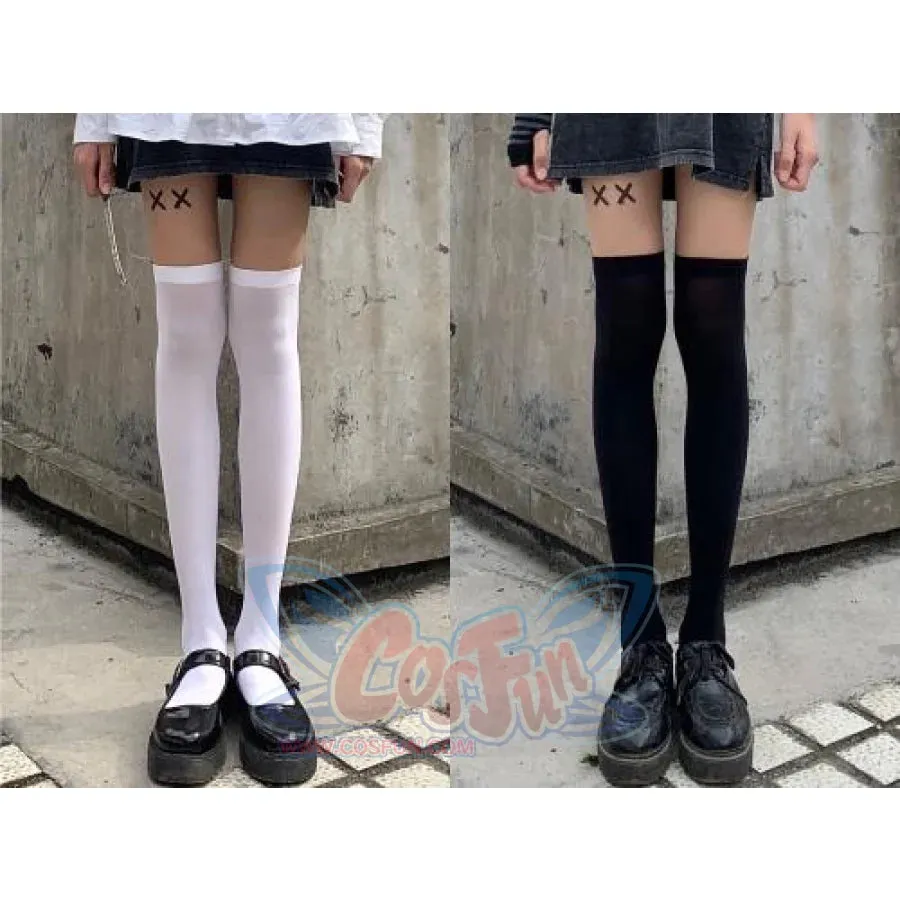 Thin Velvet Stockings Female White Black JK Thigh Thigh Stockings Socks J50001