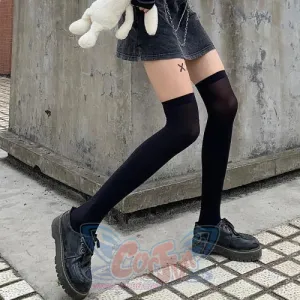 Thin Velvet Stockings Female White Black JK Thigh Thigh Stockings Socks J50001
