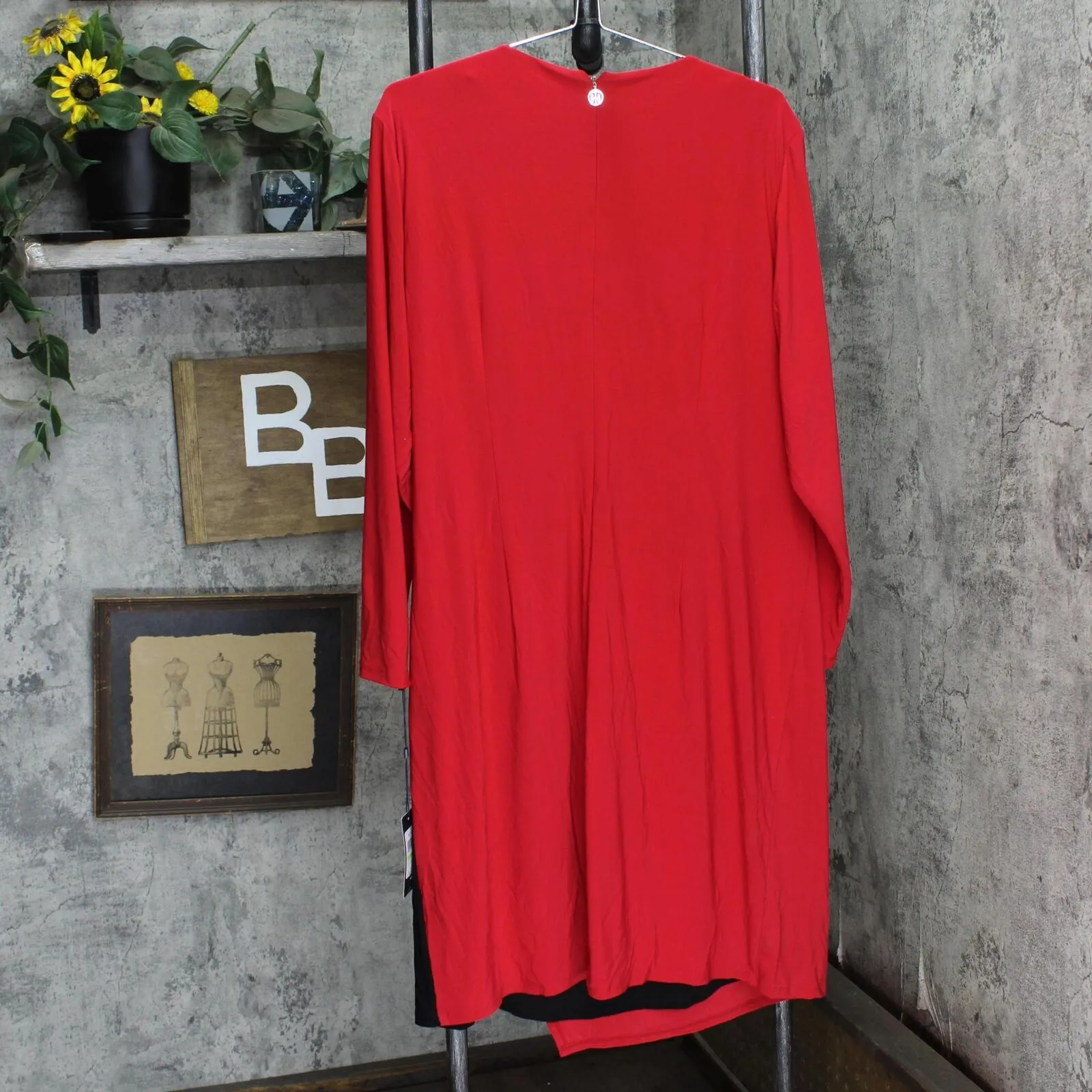 Tommy Hilfiger Womens Plus Size Faux-Wrap Asymmetric Sheath Dress Red 18W