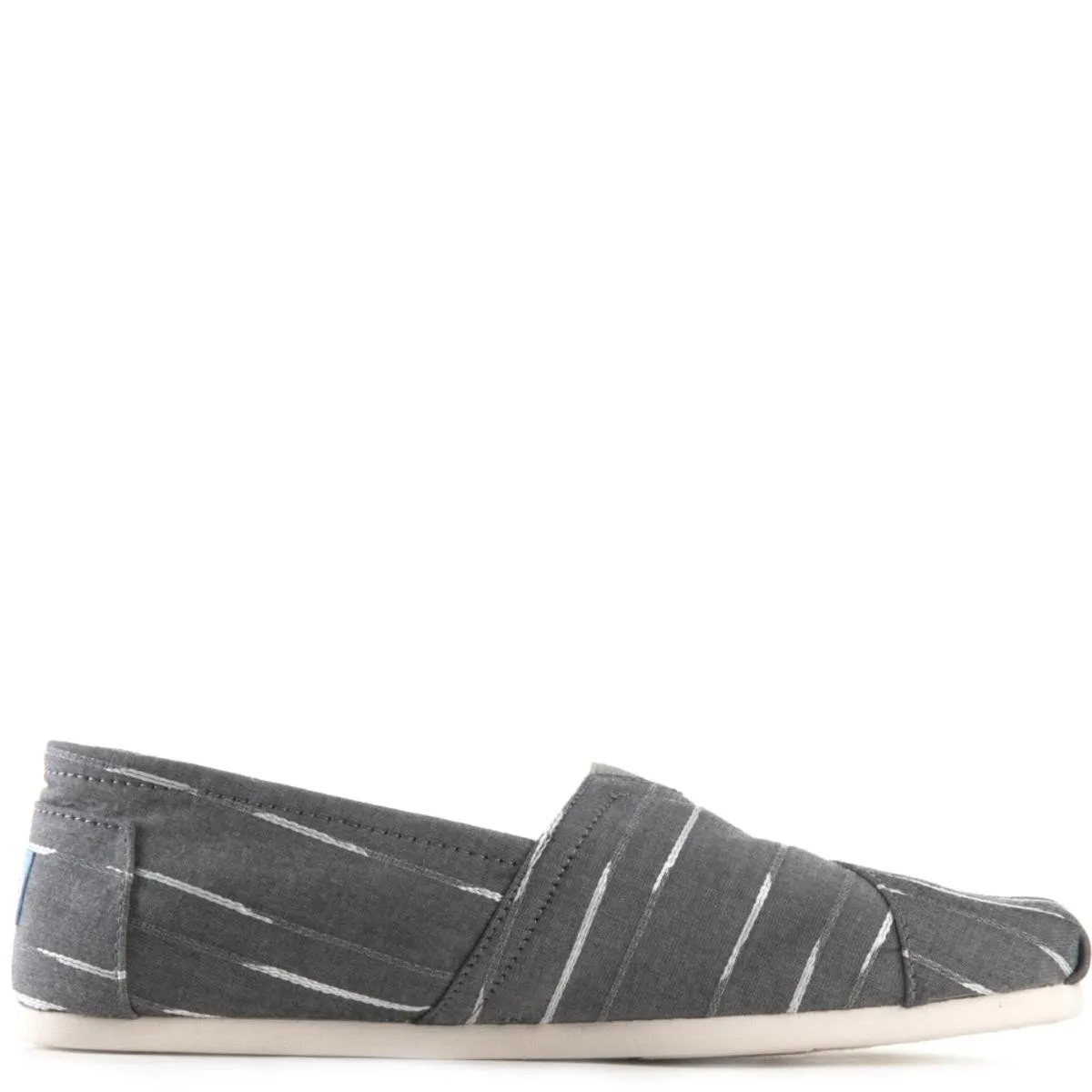 Toms Classic Grey White Mini Striped Flats Grey