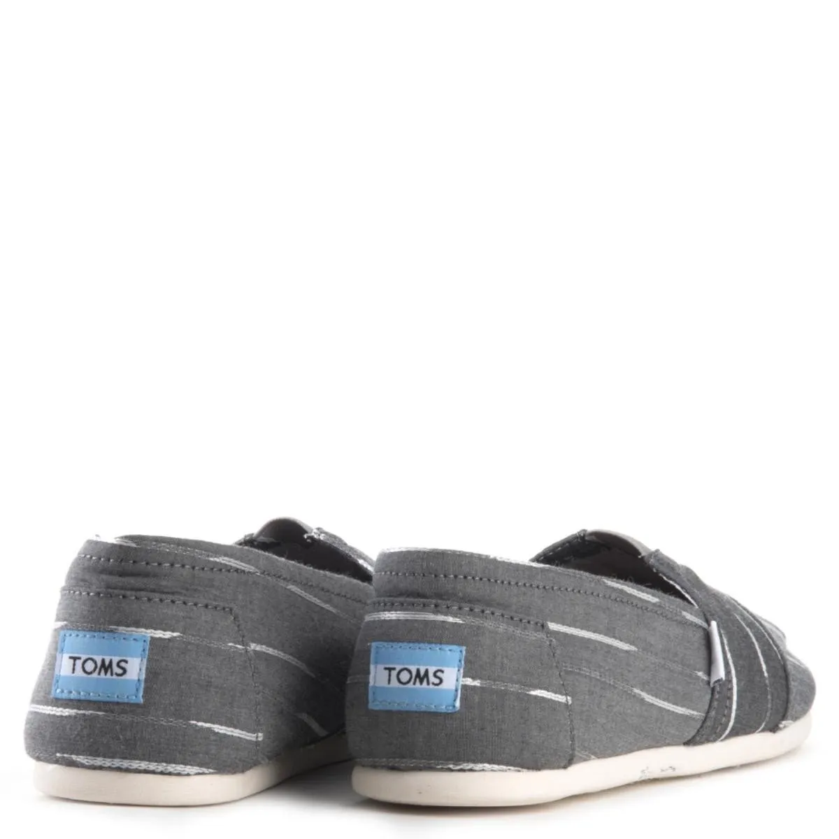 Toms Classic Grey White Mini Striped Flats Grey