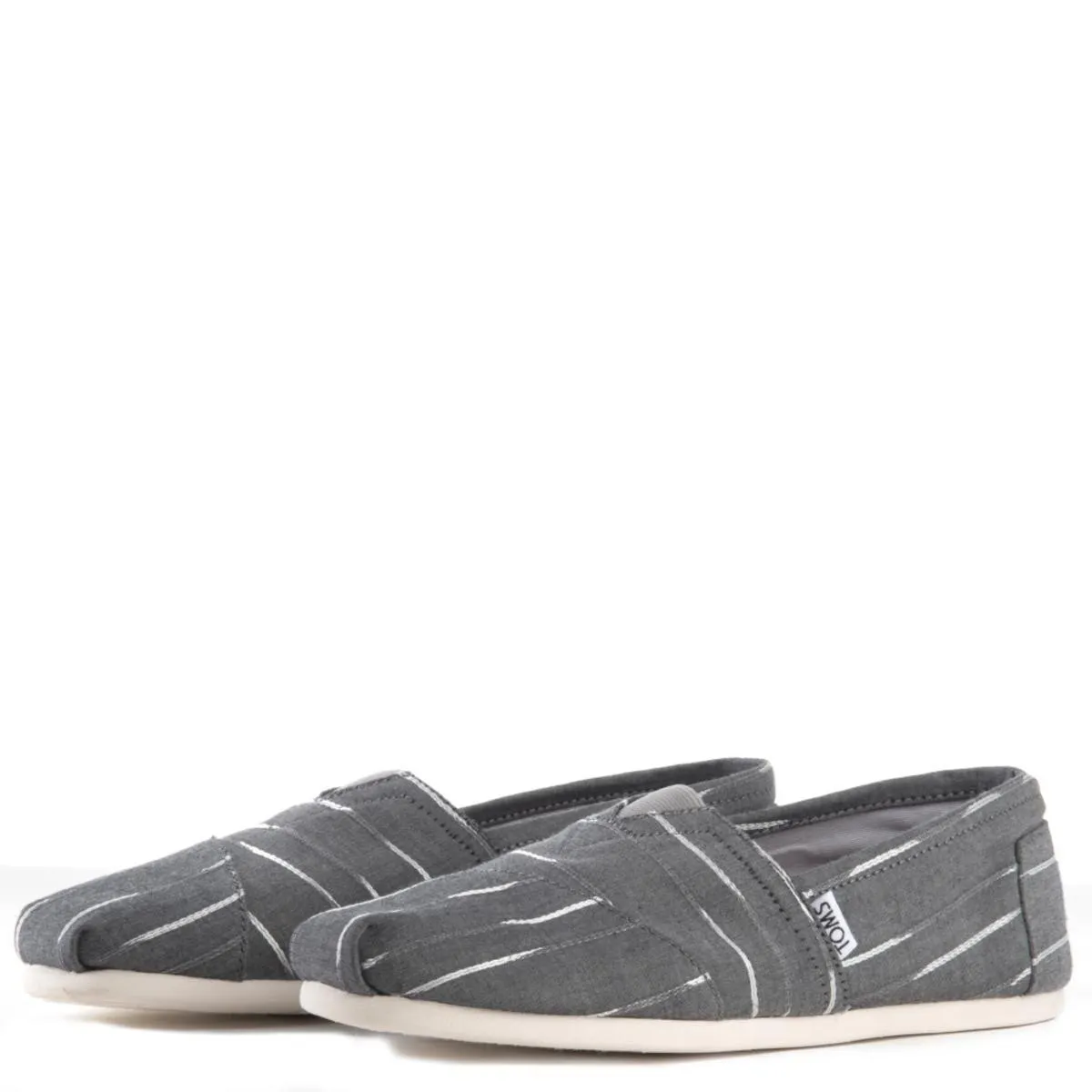 Toms Classic Grey White Mini Striped Flats Grey
