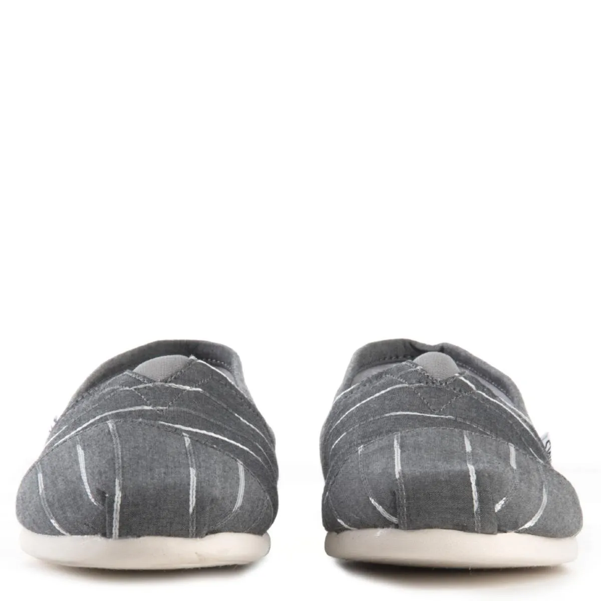 Toms Classic Grey White Mini Striped Flats Grey