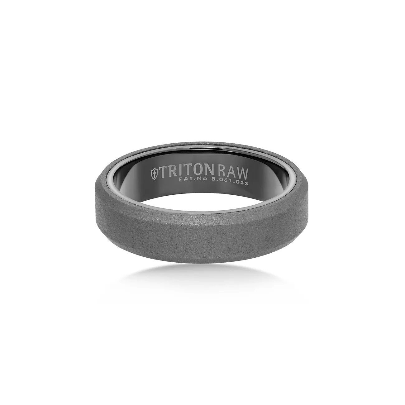 Triton RAW Men's 6mm Grey PVD Tungsten Beveled Edge Flat Profile Wedding Band