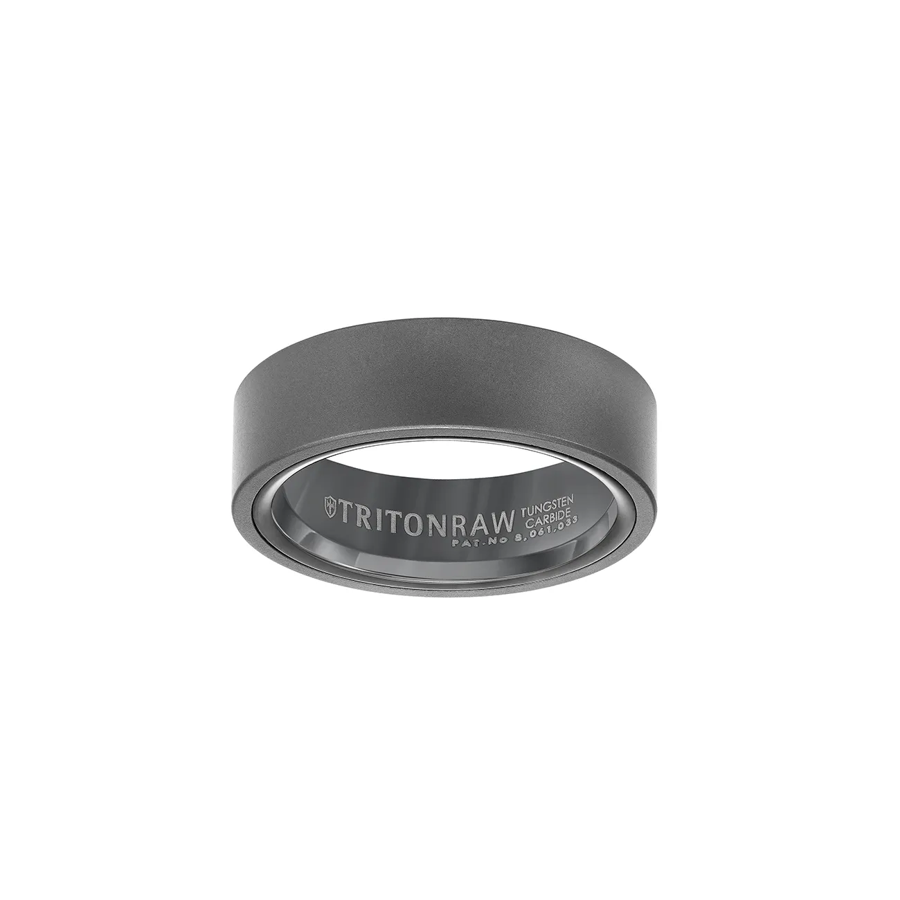 Triton RAW Men's 7mm Black PVD Tungsten Flat Profile Wedding Band