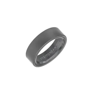 Triton RAW Men's 7mm Black PVD Tungsten Flat Profile Wedding Band