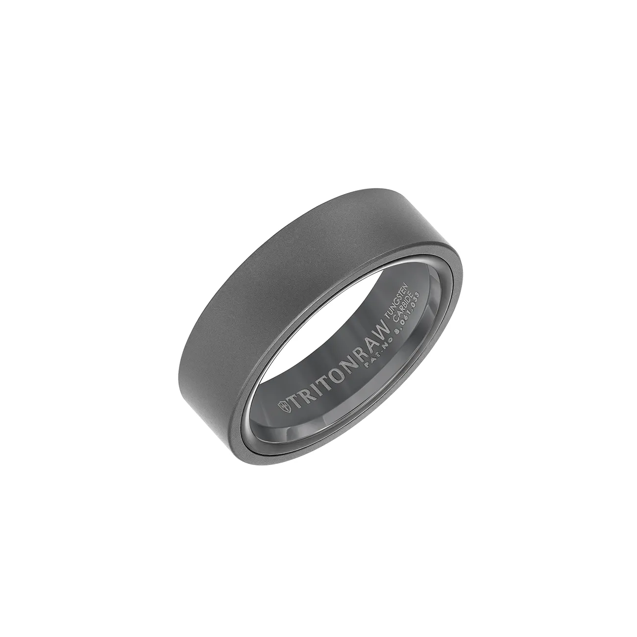 Triton RAW Men's 7mm Black PVD Tungsten Flat Profile Wedding Band