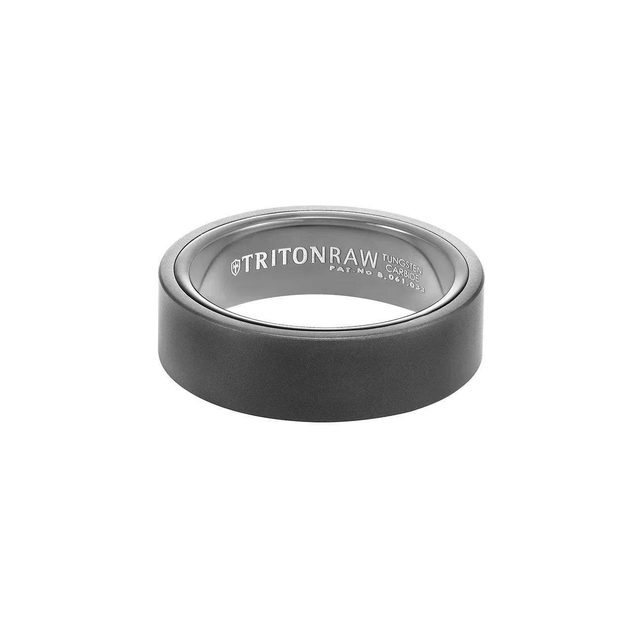 Triton RAW Men's 7mm Black PVD Tungsten Flat Profile Wedding Band