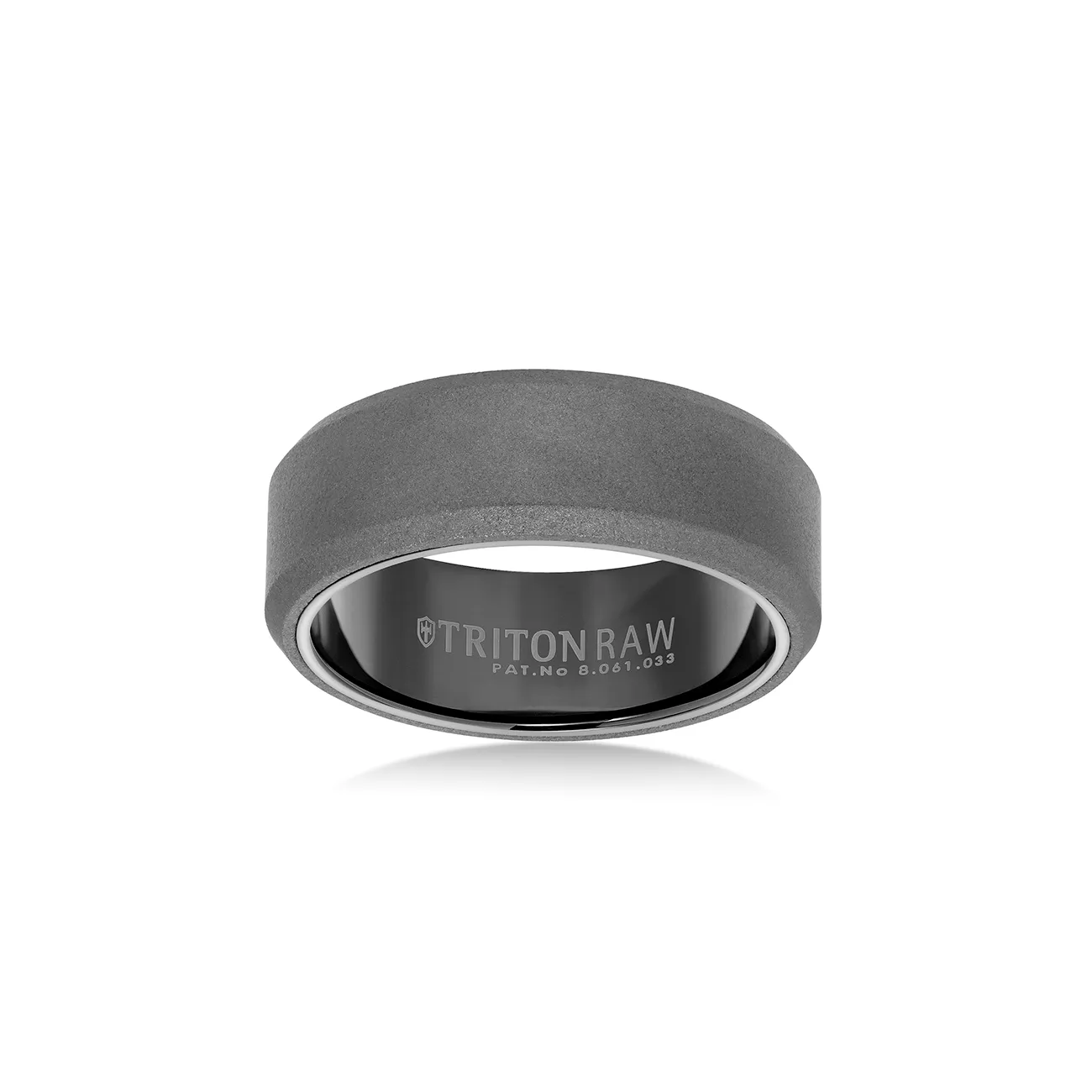 Triton RAW Men's 8mm Black PVD Tungsten Beveled Edge Wedding Band
