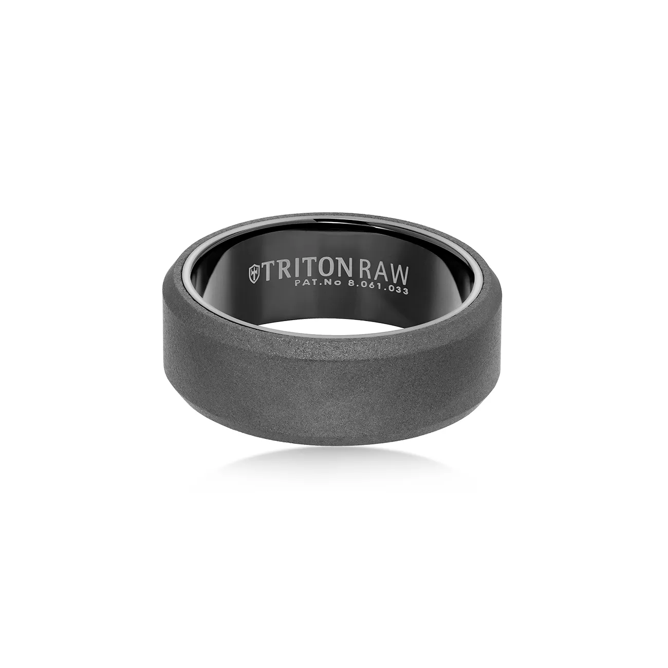 Triton RAW Men's 8mm Black PVD Tungsten Beveled Edge Wedding Band