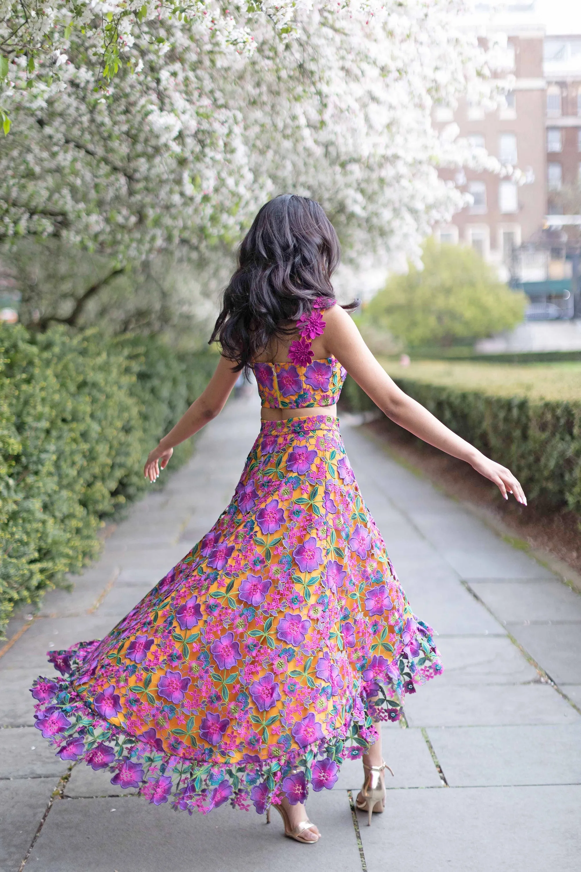 VANYA Pink & Yellow Floral Lehenga Skirt (Ready-to-Ship)