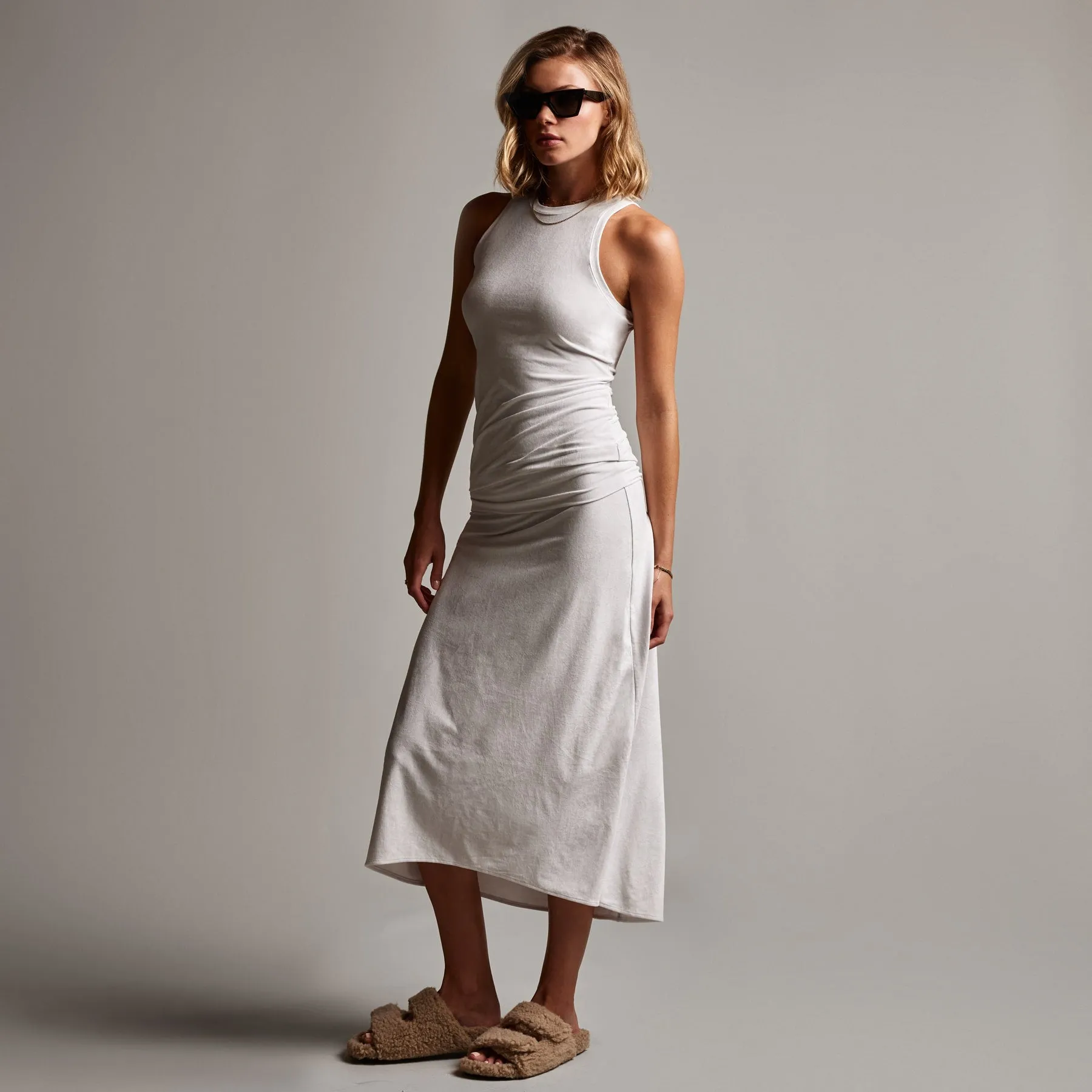 Velvet High Low Skirt - Talc