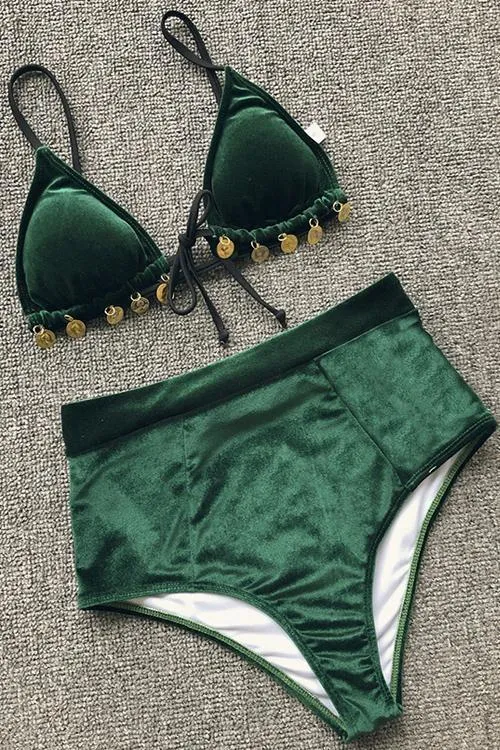 Velvet High Waist Bikini Set